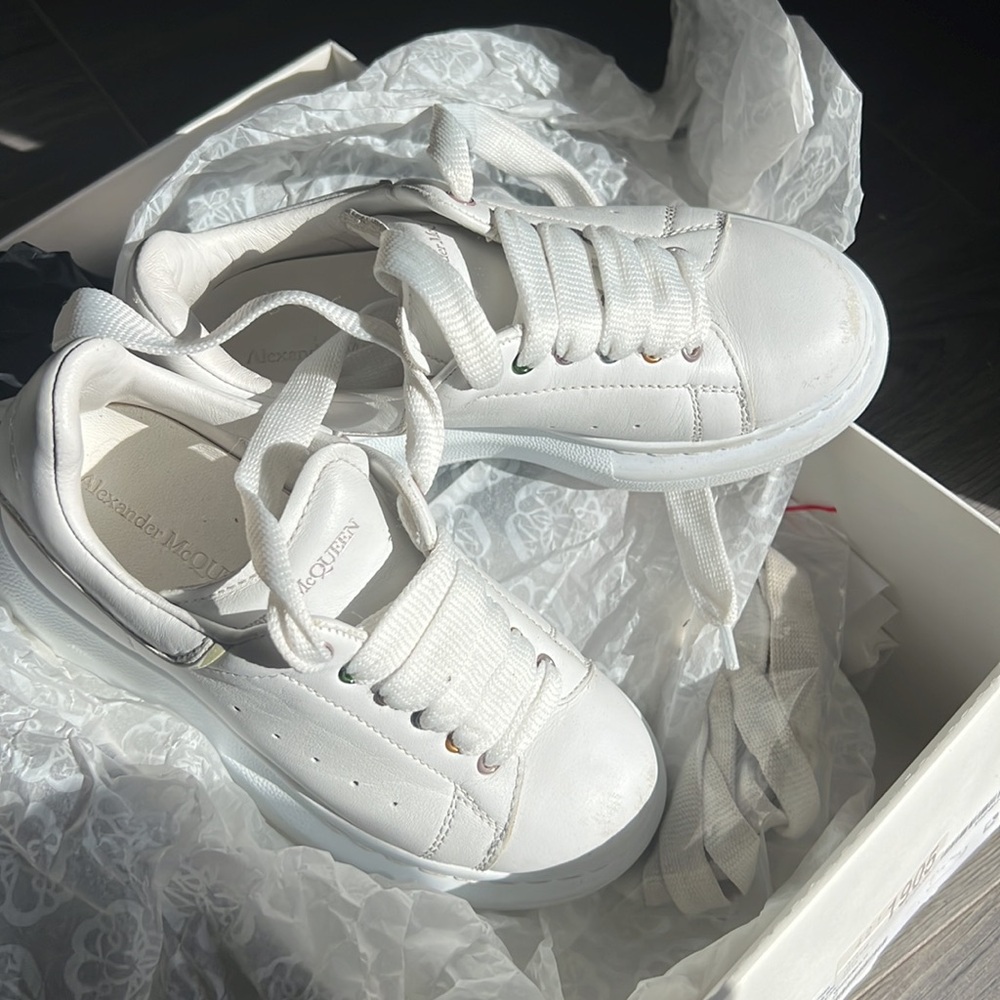 White kids alexander McQueen sneakers for school and daily activities